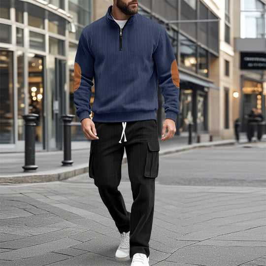 Herren sportliches Freizeitset mit Reißverschluss und praktischen Taschen Heidi-Mode