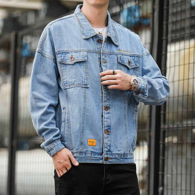 Herren Denimjacke im lässigen Stil mit funktionalen Pattentaschen und robustem Design Heidi-Mode