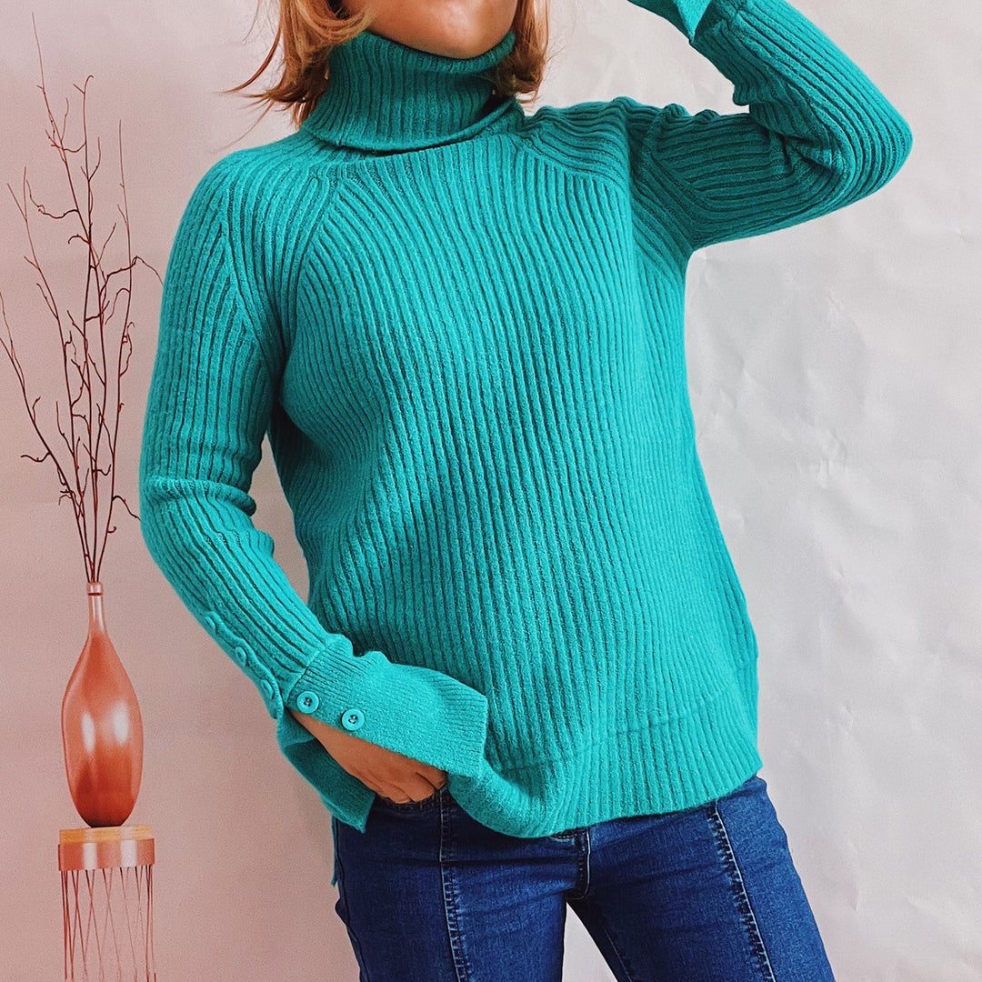 Damen Ribbed Rollkragenpullover mit elegantem Schnitt Heidi-Mode