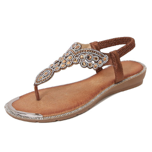Damen Strandsandalen mit exklusivem Schmuckdetail Heidi-Mode