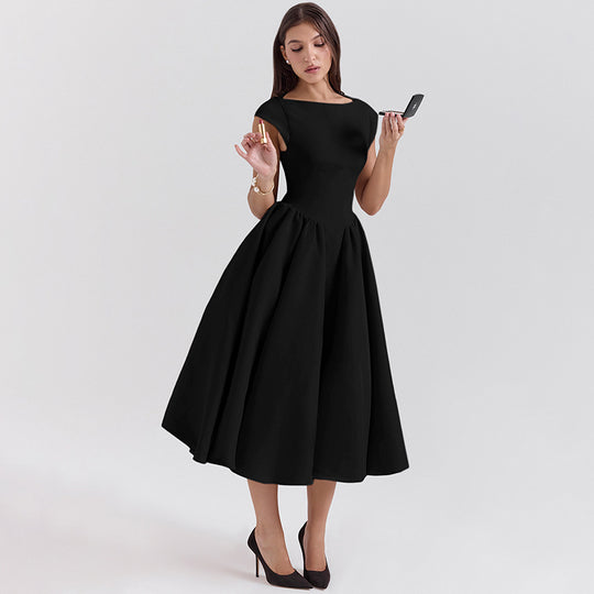 Damen Midi-Kleid mit elegantem A-Linien Schnitt und schickem Quadrat-Ausschnitt Heidi-Mode