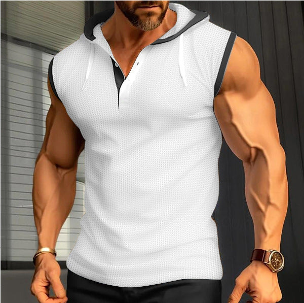 Herren ärmelloses Polo-Shirt mit stylishem Kapuzenkragen Heidi-Mode