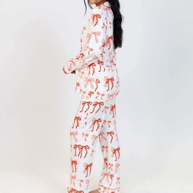 Damen Schlafanzug-Set mit hübschem Schleifenmuster Heidi-Mode