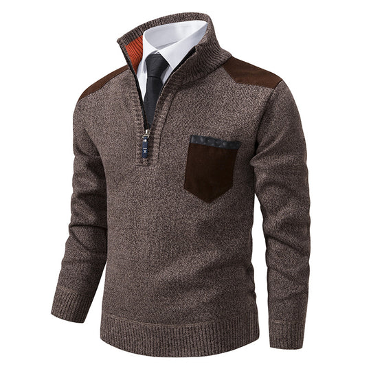 Herren eleganter Strickpullover mit Kragen und Taschen Heidi-Mode
