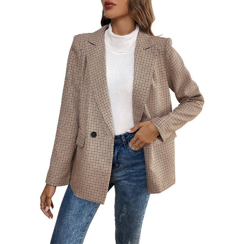 Damen elegante Karo-Blazerjacke Heidi-Mode