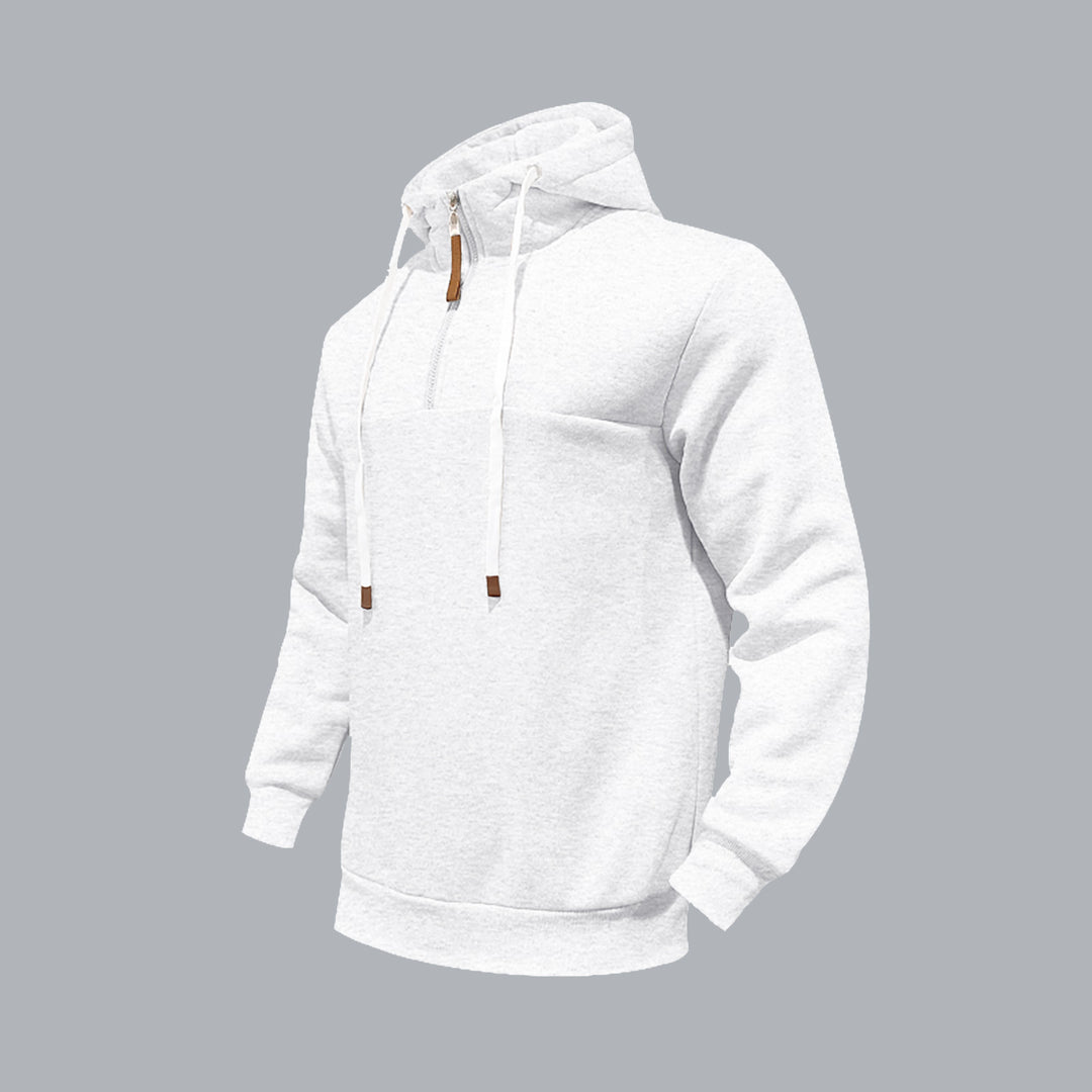 Herren Kapuzensweater mit halbem Reißverschluss und modernem Schnitt Heidi-Mode