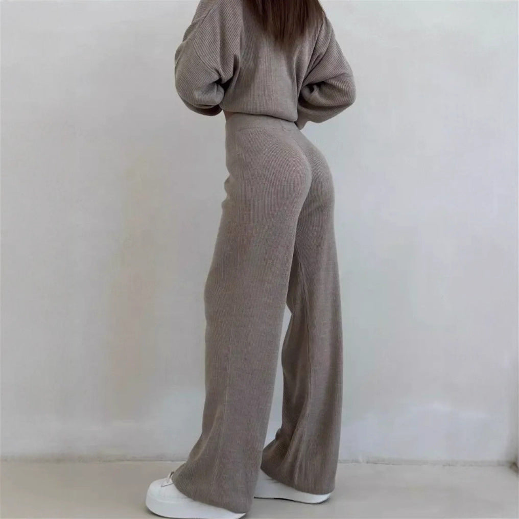 Damen gemütlicher V-Ausschnitt Pullover mit gestreiftem Kragen Heidi-Mode