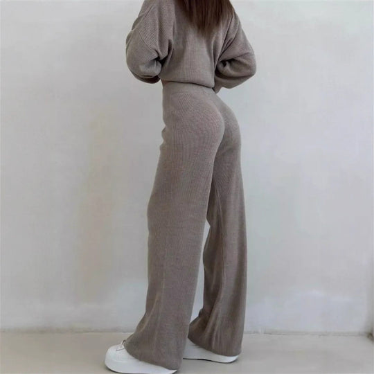 Damen gemütlicher V-Ausschnitt Pullover mit gestreiftem Kragen Heidi-Mode