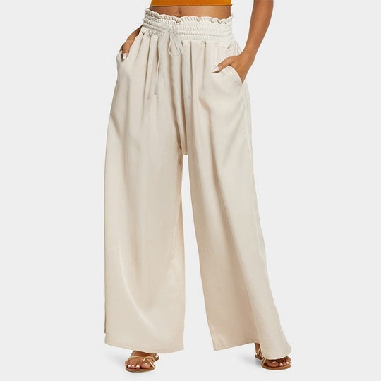 Damen Weite Sommerhose mit elastischem Bund und Raffungsdetails Heidi-Mode