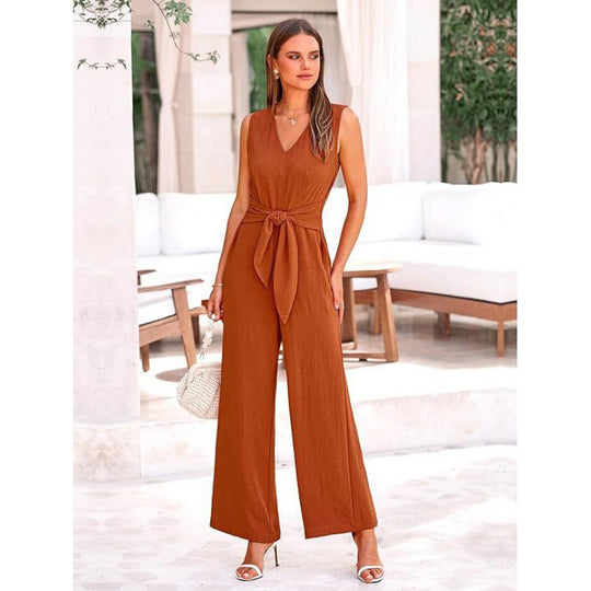Damen Eleganter Jumpsuit mit taillierter Silhouette und V-Ausschnitt Heidi-Mode