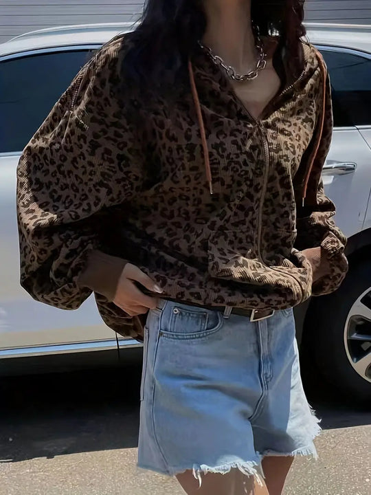 Damen Kapuzenpullover mit modischem Animal-Print Heidi-Mode