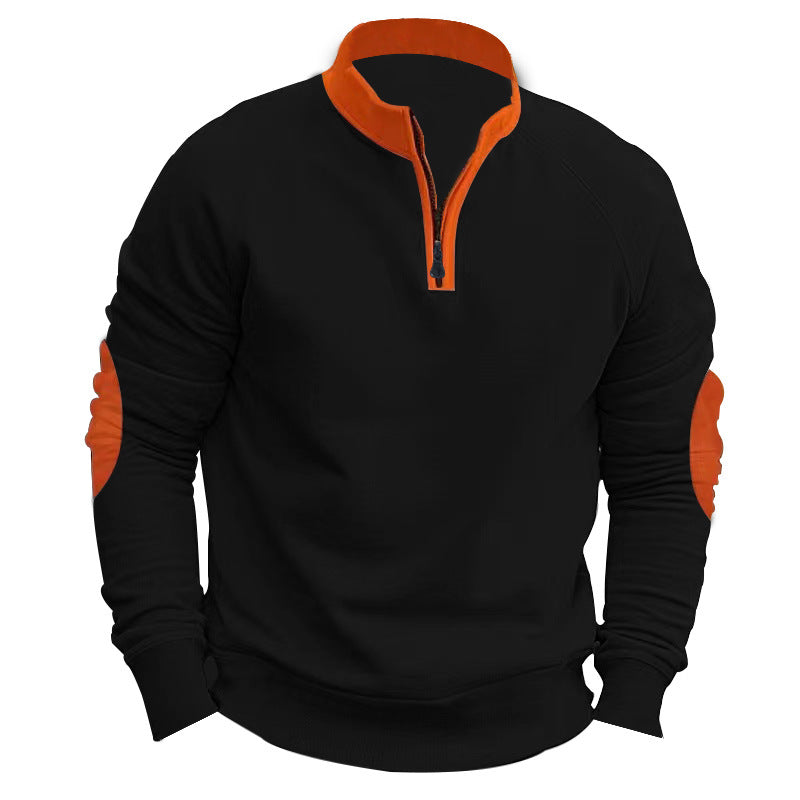 Herren Sportliches Sweatshirt mit Stehkragen und modischen Kontrastdetails Heidi-Mode