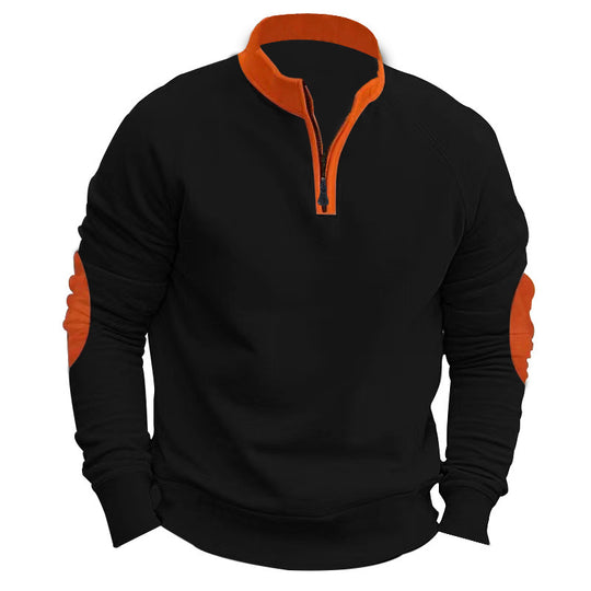 Herren Sportliches Sweatshirt mit Stehkragen und modischen Kontrastdetails Heidi-Mode