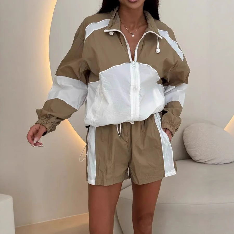 Damen sportliches Trainingsjacken- und Shorts-Set Heidi-Mode