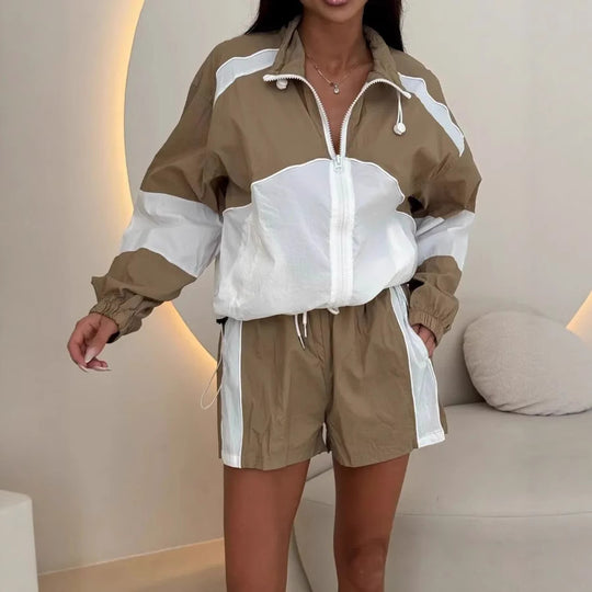 Damen sportliches Trainingsjacken- und Shorts-Set Heidi-Mode