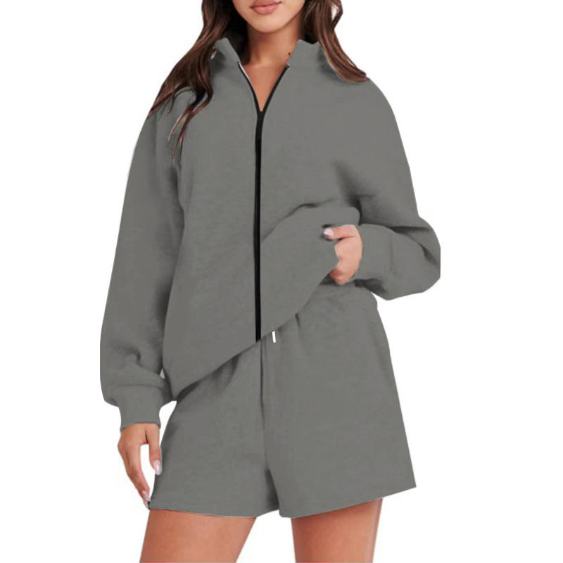 Damen Sportliches Set mit Reißverschluss und lockerer Passform Heidi-Mode