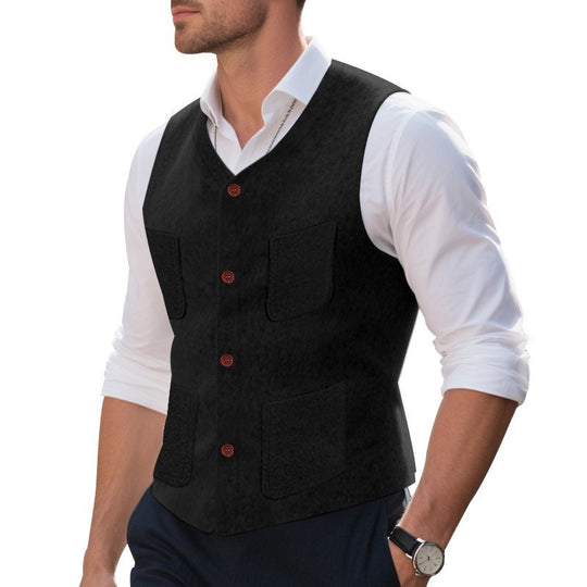 Herren Weste mit funktionalen Taschen und eleganten Knopfdetails Heidi-Mode