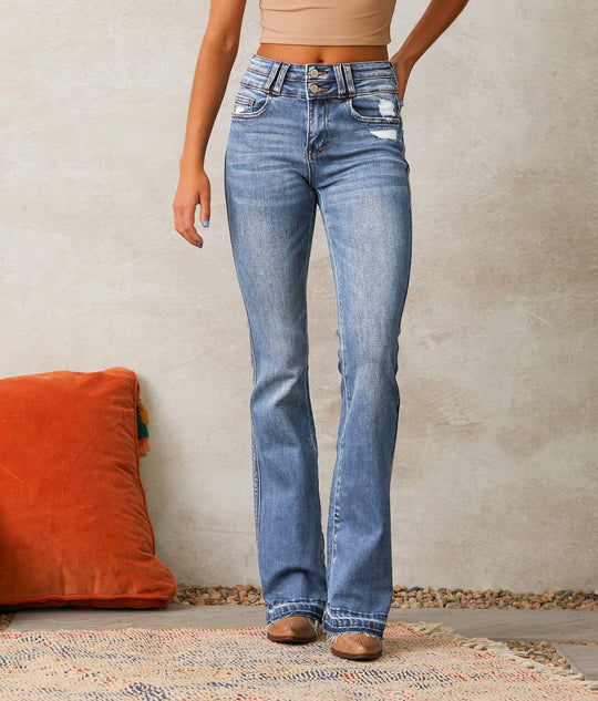 Damen Hochgeschnittene Flared Jeans Heidi-Mode
