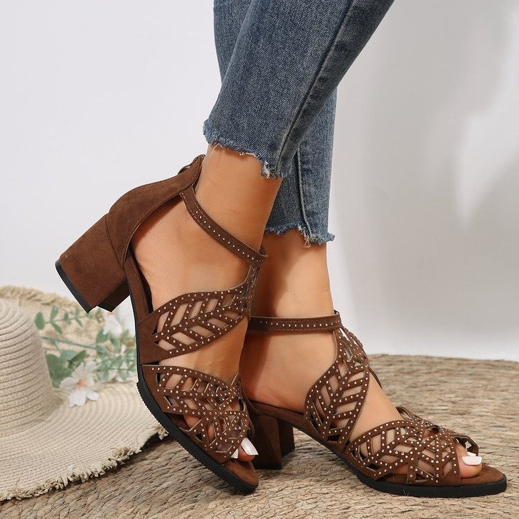 Damen Elegante Sandalen mit glamourösem Strassdetail und modischem Riemendesign Heidi-Mode