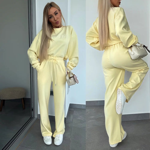 Damen lässiges Freizeit-Set mit oversized Sweatshirt und Jogginghose Heidi-Mode