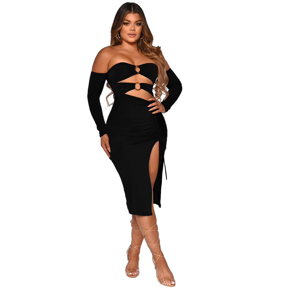 Damen Cocktailkleid mit Cut-Out-Details und langem Arm Heidi-Mode