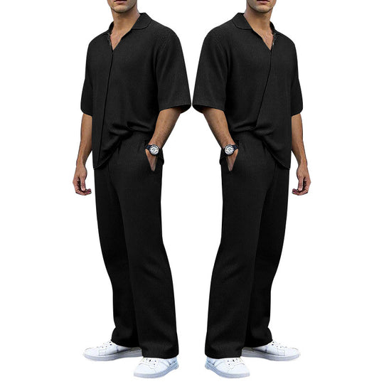Herren elegantes Freizeit-Outfit aus weichem Strickmaterial mit lässigem Schnitt Heidi-Mode