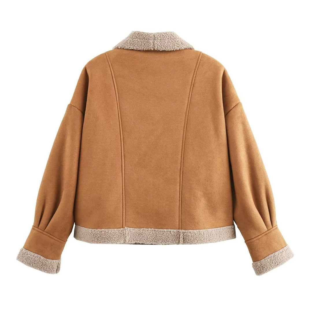 Damen Kuschelige Teddyjacke mit weitem Schnitt und eleganten Knopfdetails Heidi-Mode