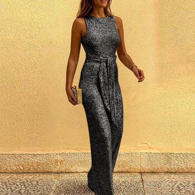 Damen Glitzerndes Abendkleid mit elegantem Taillengürtel Heidi-Mode