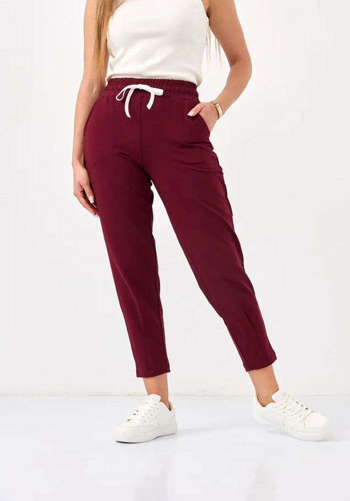 Damen Elegante Jogginghose mit Kordelzug und schmalem Schnitt Heidi-Mode