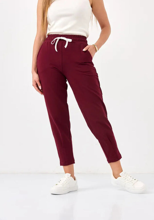 Damen Elegante Jogginghose mit Kordelzug und schmalem Schnitt Heidi-Mode