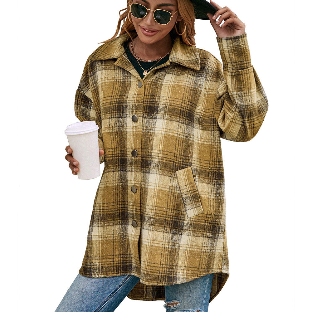 Damen Wollmantel im tartan Design Heidi-Mode