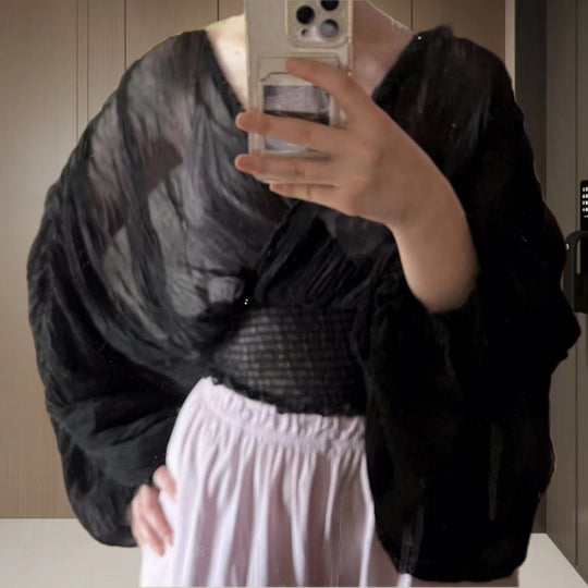 Damen Wickelbluse mit voluminösen Ärmeln und elegantem Design Heidi-Mode