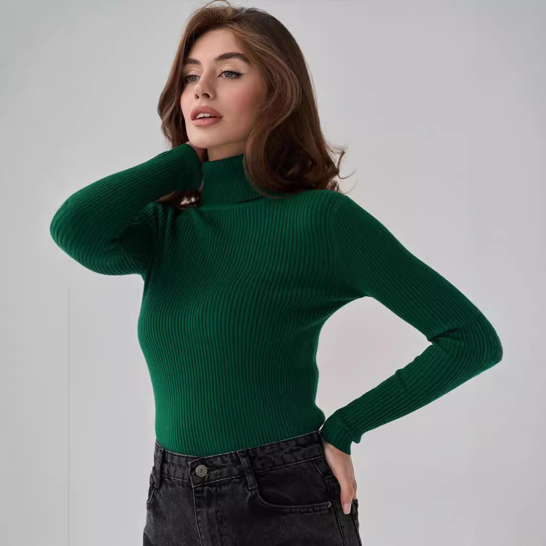 Damen Rollkragenpullover mit geripptem Design und lässigem Schnitt Heidi-Mode