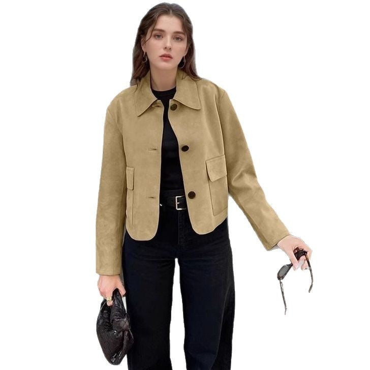 Damen Elegante Wildlederjacke mit praktischen Taschen und modernem Schnitt Heidi-Mode