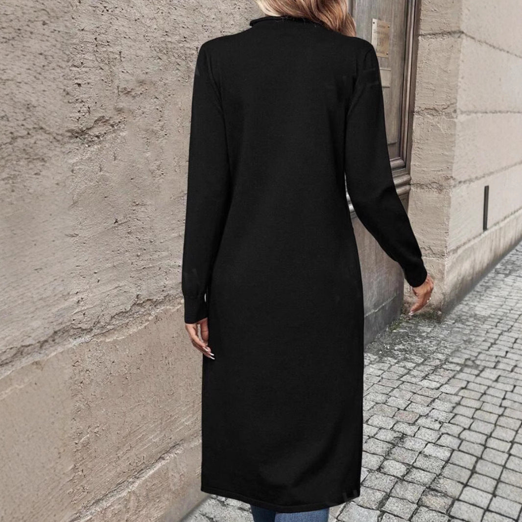 Damen elegantes Strickkleid mit seitlichen Schlitzen Heidi-Mode