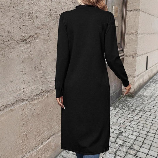 Damen elegantes Strickkleid mit seitlichen Schlitzen Heidi-Mode