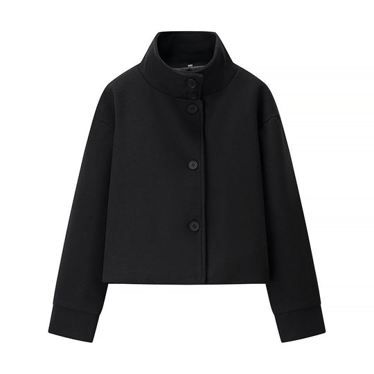 Damen Kurzjacke mit modernem Kragen und eleganten Knopfdetails Heidi-Mode