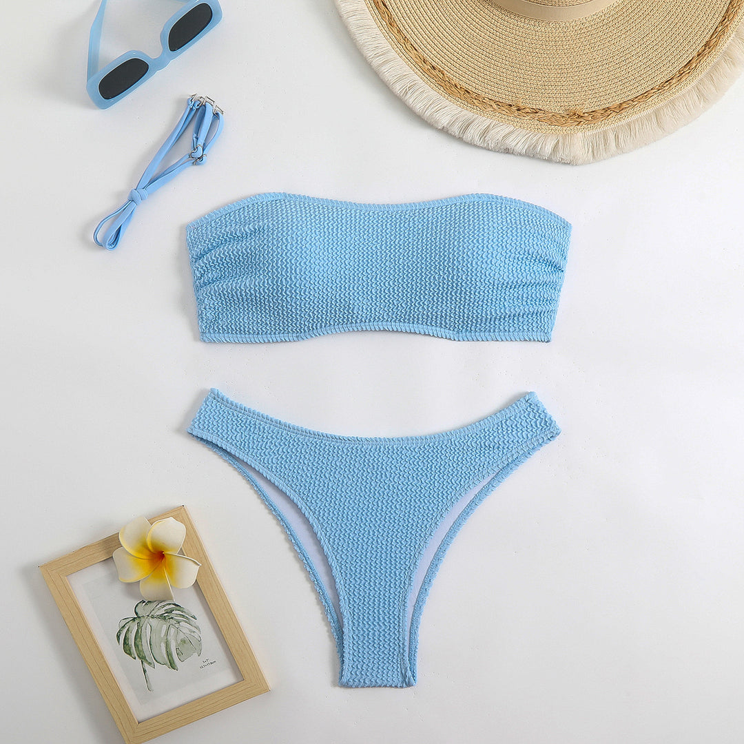 Damen Bandeau-Bikini-Set mit strukturiertem Oberteil und klassischem Schnitt Heidi-Mode