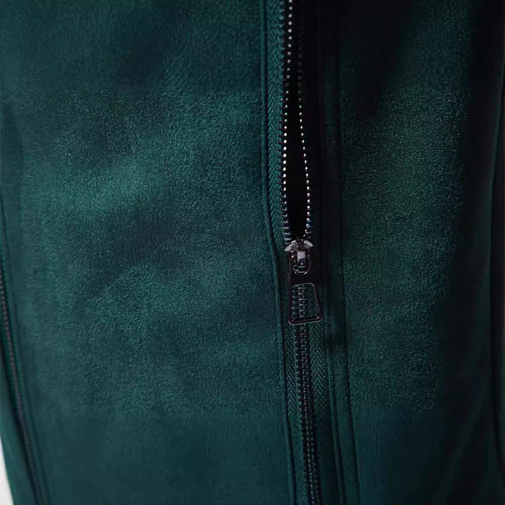 Herren trendige Kunstlederjacke mit modernem Stehkragen und praktischen Taschen Heidi-Mode