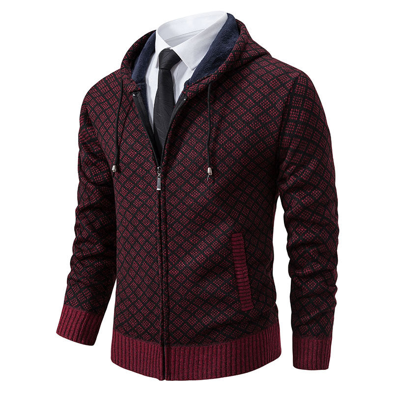 Herren stylische Jacke mit modernem Wabenmuster und Kapuze Heidi-Mode