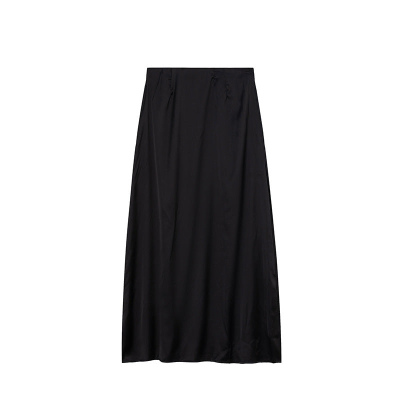 Damen Bodenlanger Satin Maxi-Rock Heidi-Mode