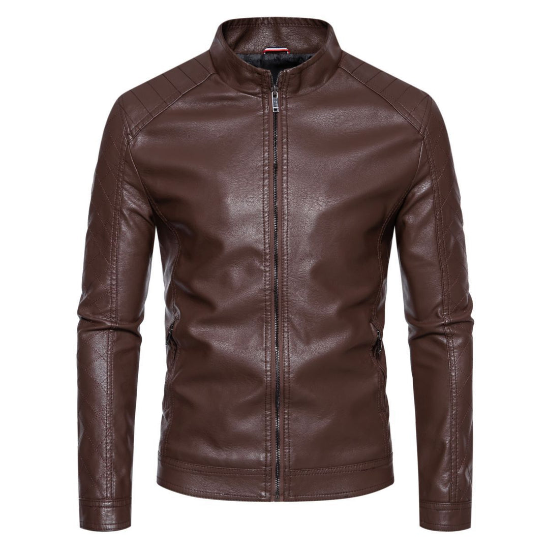 Herren hochwertige Kunstlederjacke mit gesteppter Schulterpartie Heidi-Mode