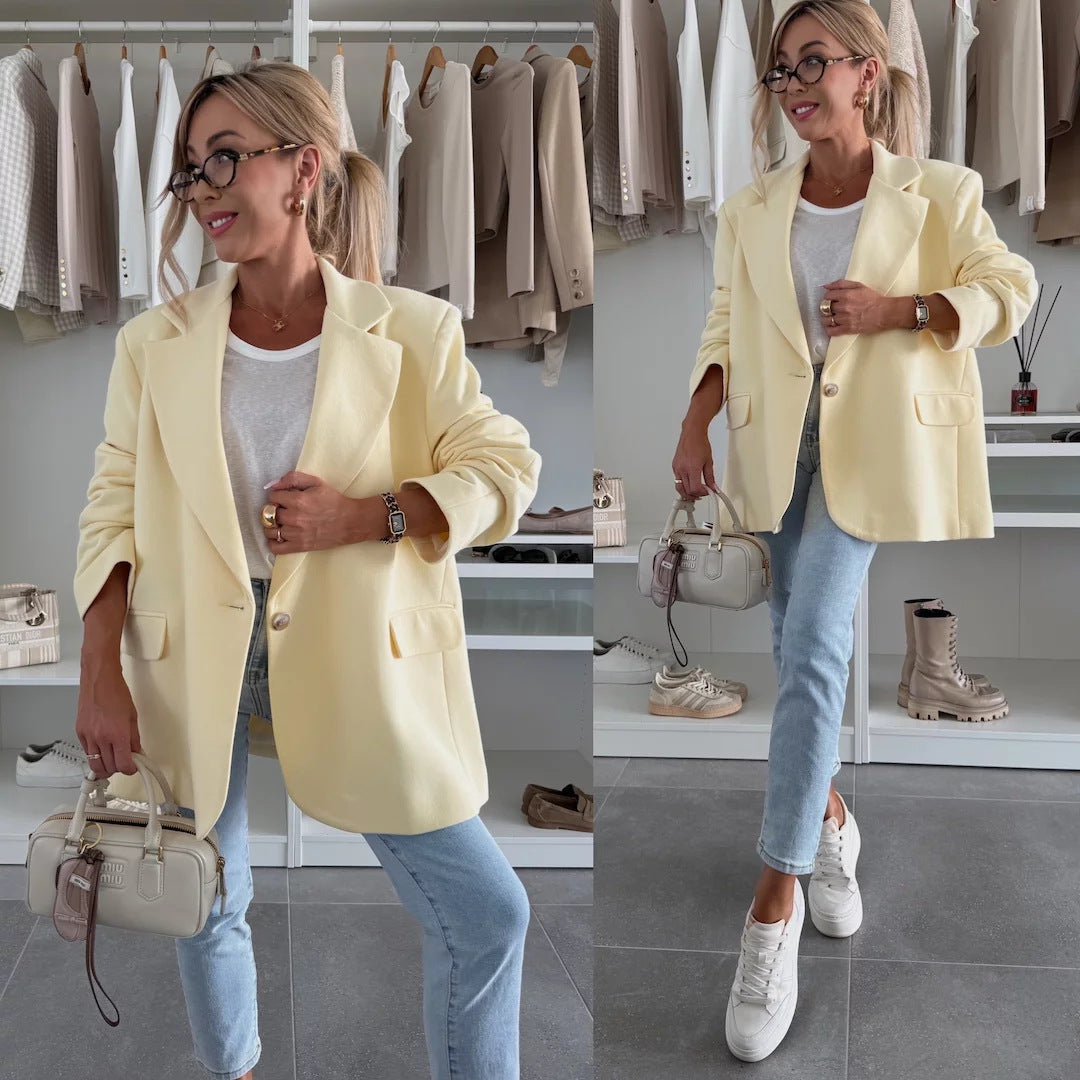 Damen oversized Blazerjacke mit modernem Schnitt und nachhaltigen Materialien Heidi-Mode