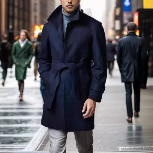 Herren Eleganter Woll-Trenchcoat Heidi-Mode