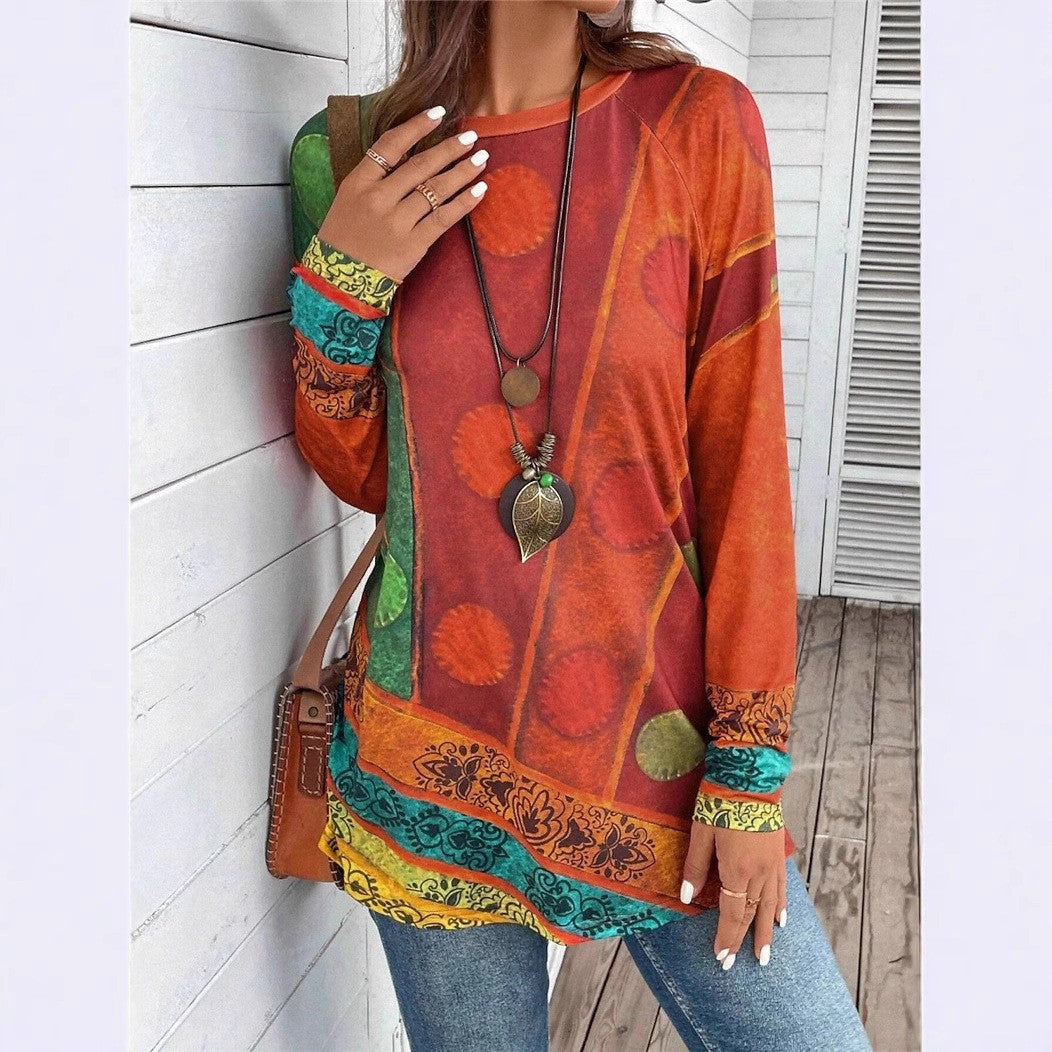 Damen Kunstvoll gestaltetes Langarmshirt Heidi-Mode