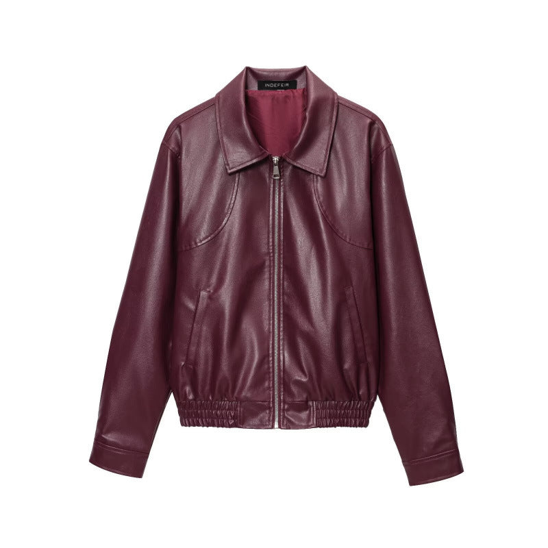 Damen Kunstlederjacke mit elastischem Bund und sportlichem Schnitt Heidi-Mode