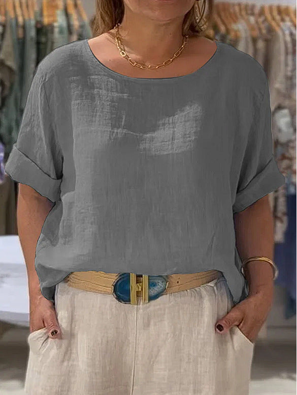 Damen lässige Leinenbluse Heidi-Mode