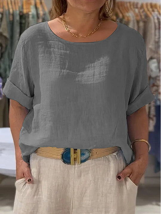 Damen lässige Leinenbluse Heidi-Mode