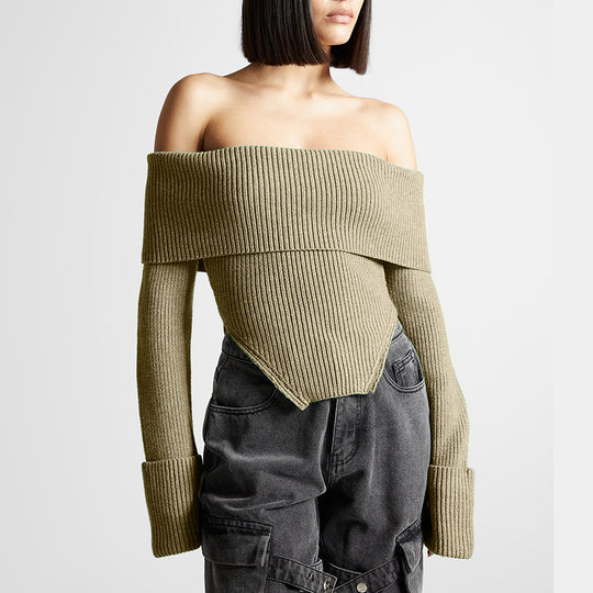 Damen Off-Shoulder Strickoberteil mit weitem Arm Heidi-Mode