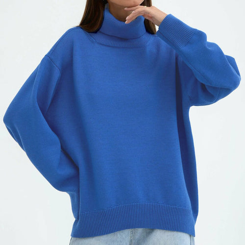 Damen Oversized Rollkragenpullover mit Rippstruktur Heidi-Mode